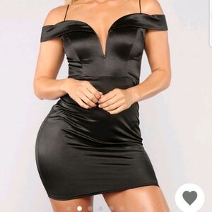 Chic Black Satin Mini Dress